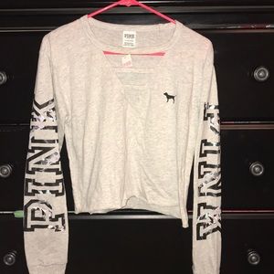 NWT victoria’s secret pink cropped longsleeve tee